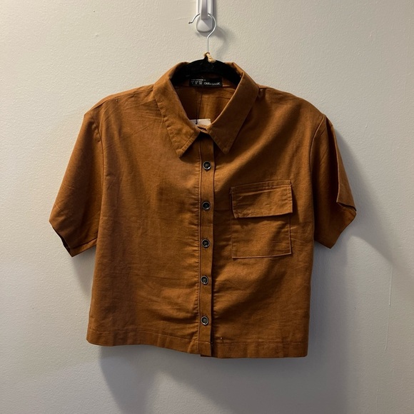 Rust Brown Women's Button-Up Jumpsuit - Picture 3 of 6